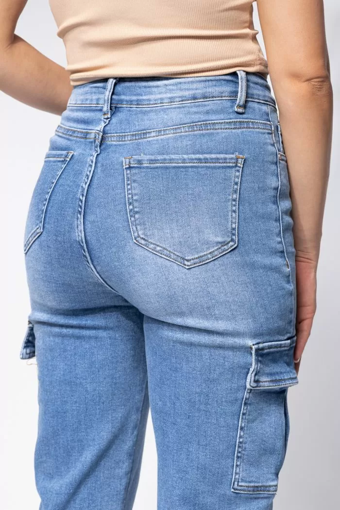 Blugi Tip Cargo Dama Narcisa Albastri #A629