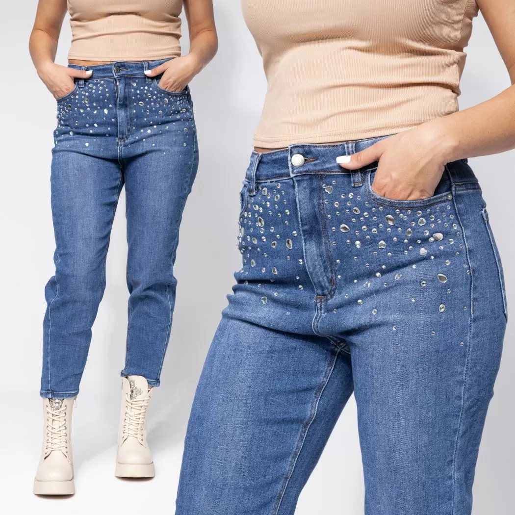 Olivia Kék Női MomFit Farmer #A656