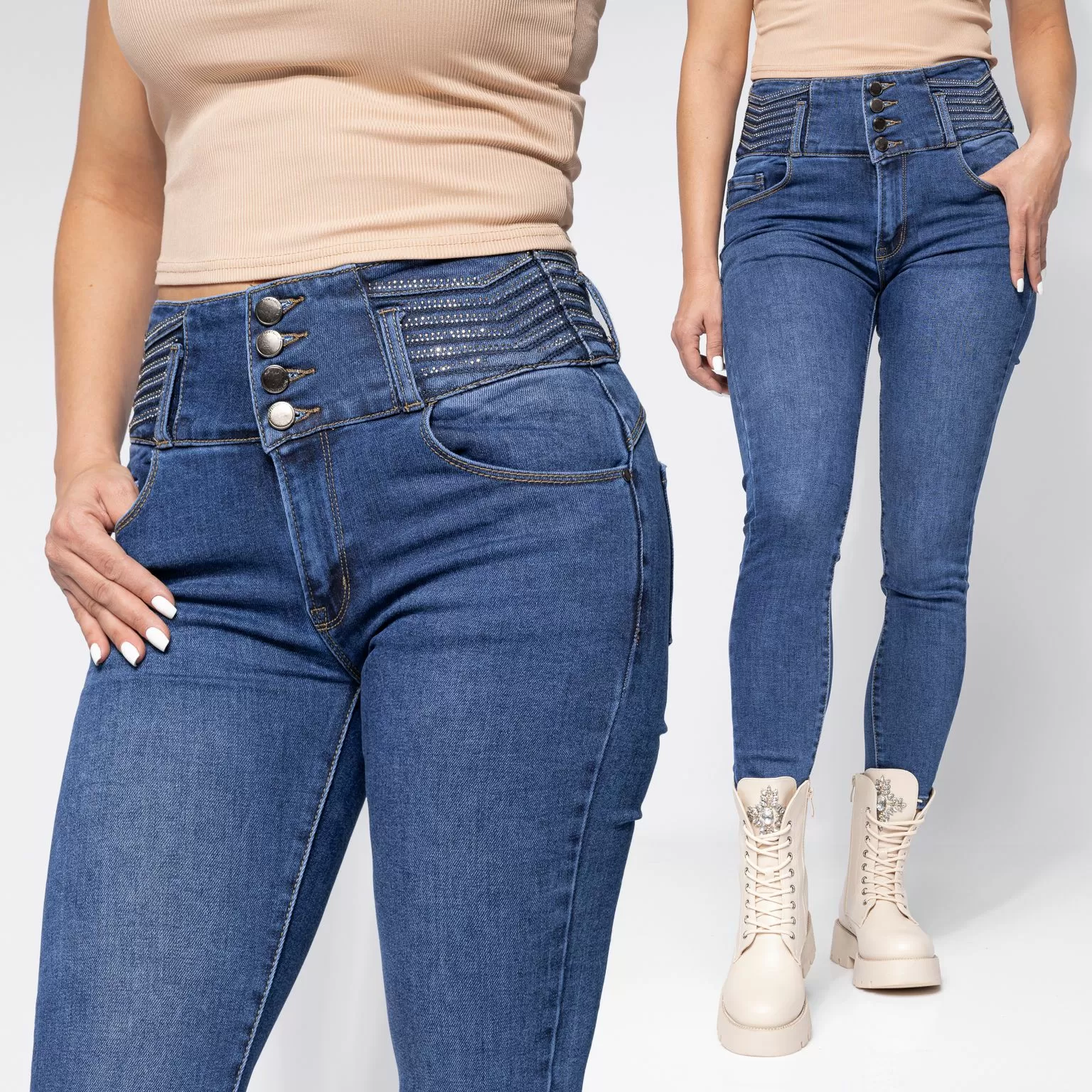 Victoria Kék Női Skinny Farmer PushUppal #A658
