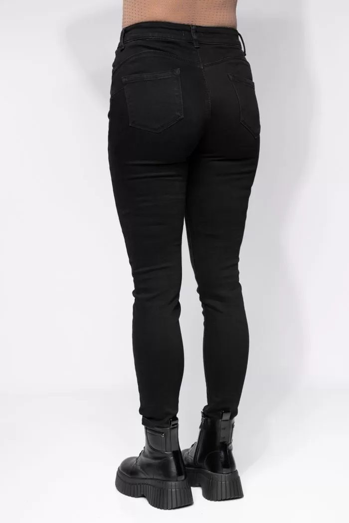 Amira Fekete Női Skinny Vattás Farmer PushUppal #A661