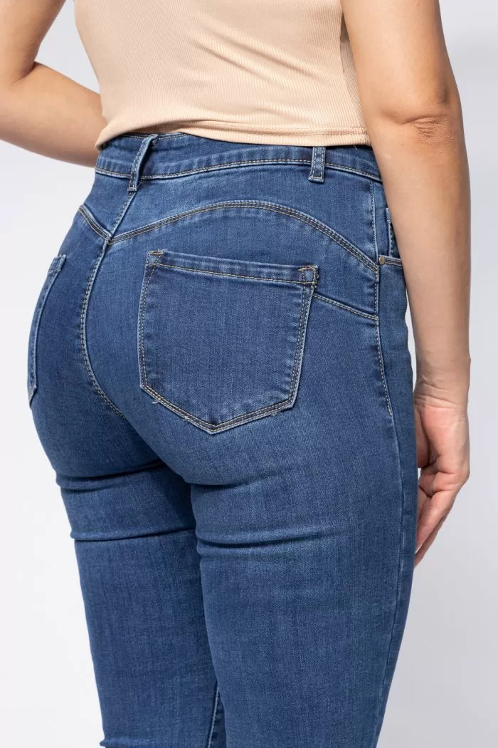 Amira Kék Női Skinny Vattás Farmer PushUppal #A662