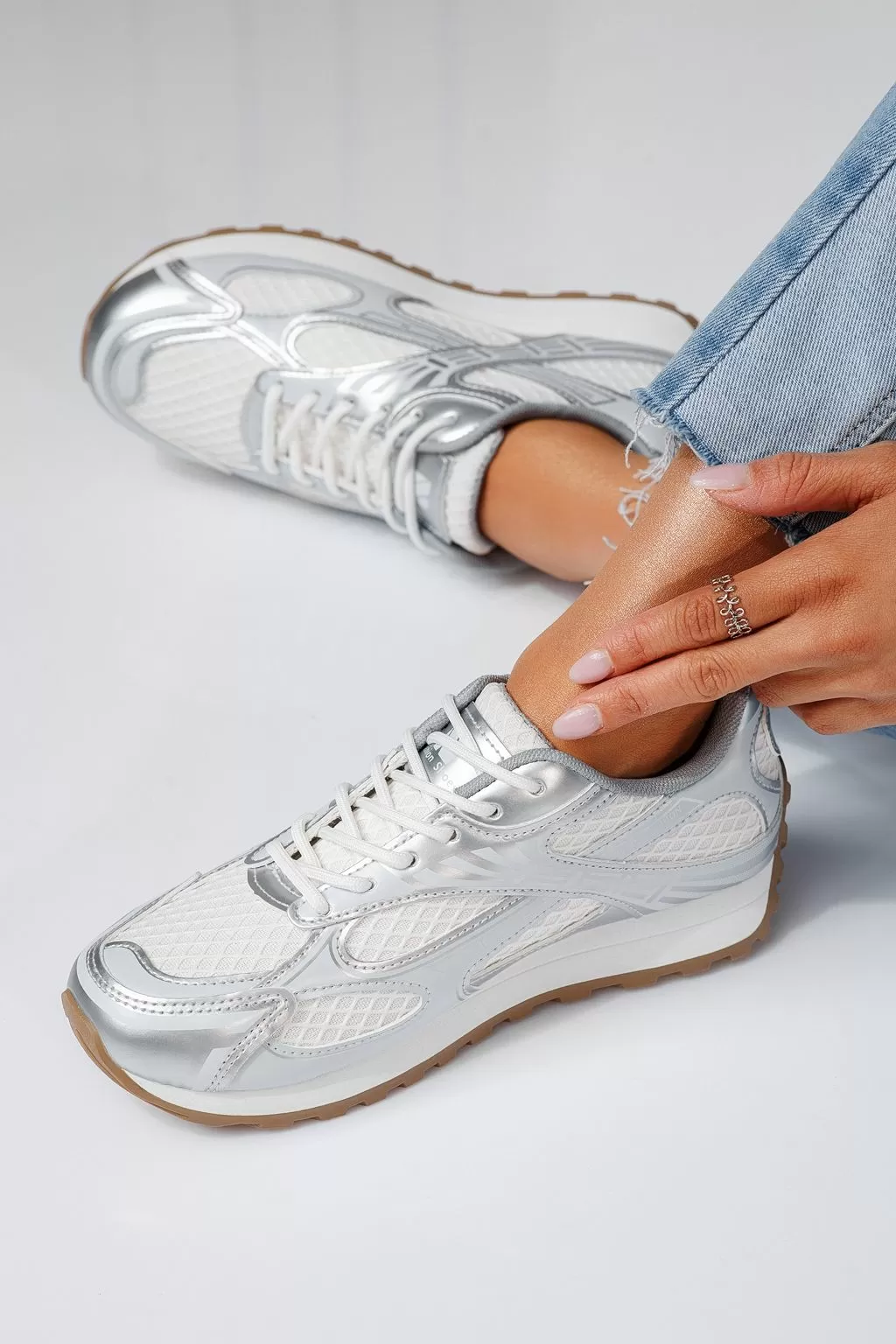 Anda Női Sportcipő Ezüst Textil Anyagból #20808