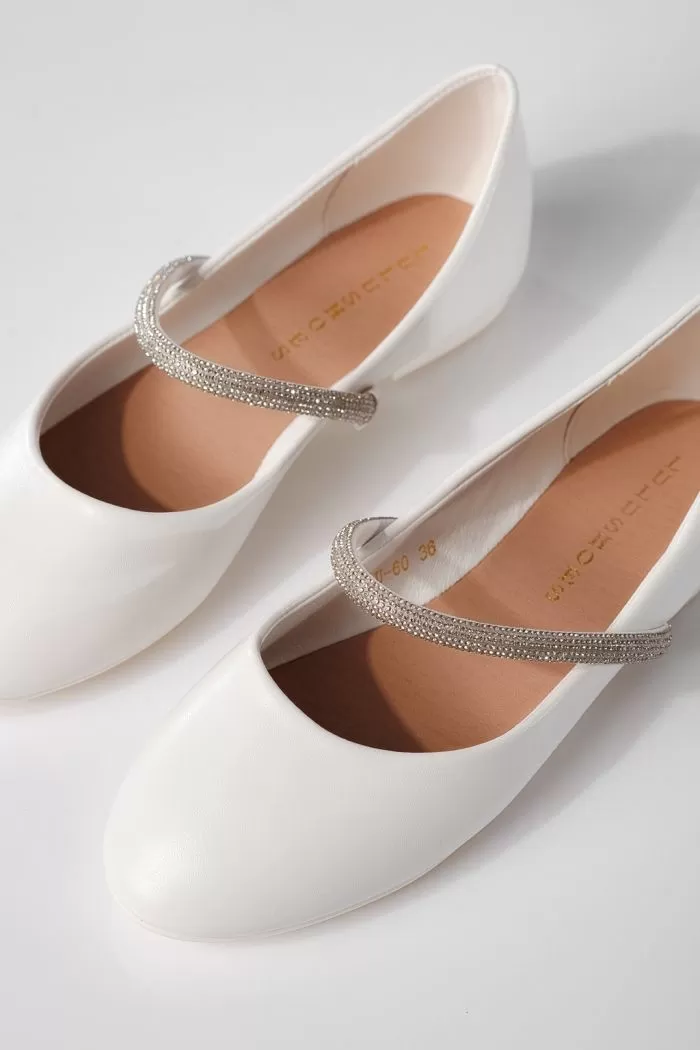 Lola  Női Balerina Fehér Ökológiai Lakkbőr #20928