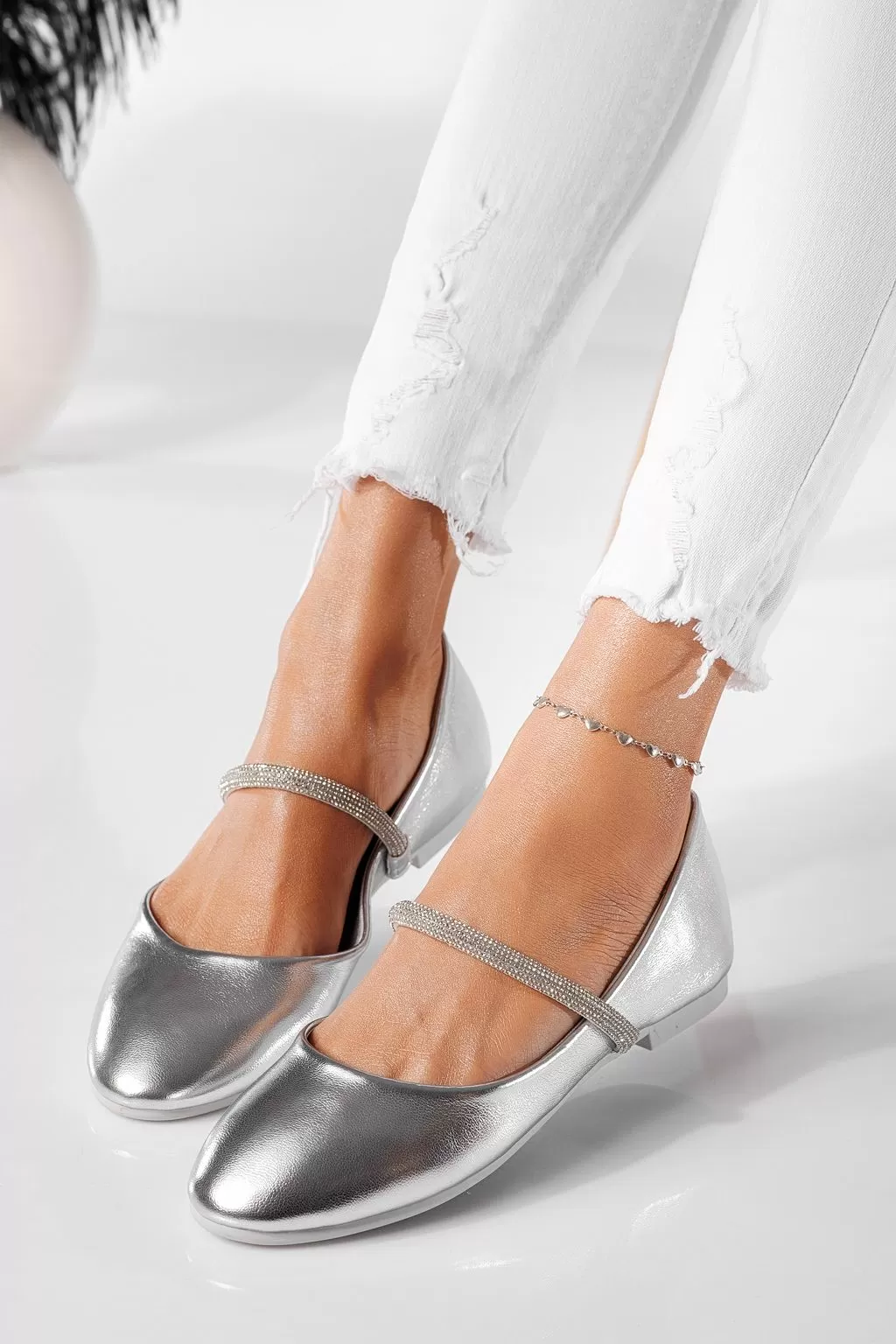 Lola Női Balerina Ezüst Ökológiai Lakkbőr #20929