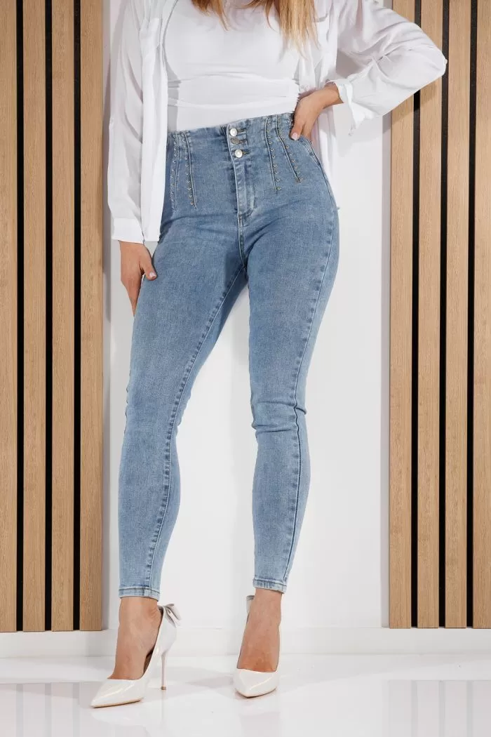 Blugi Skinny cu PushUp Dama Ami Albastri #A743