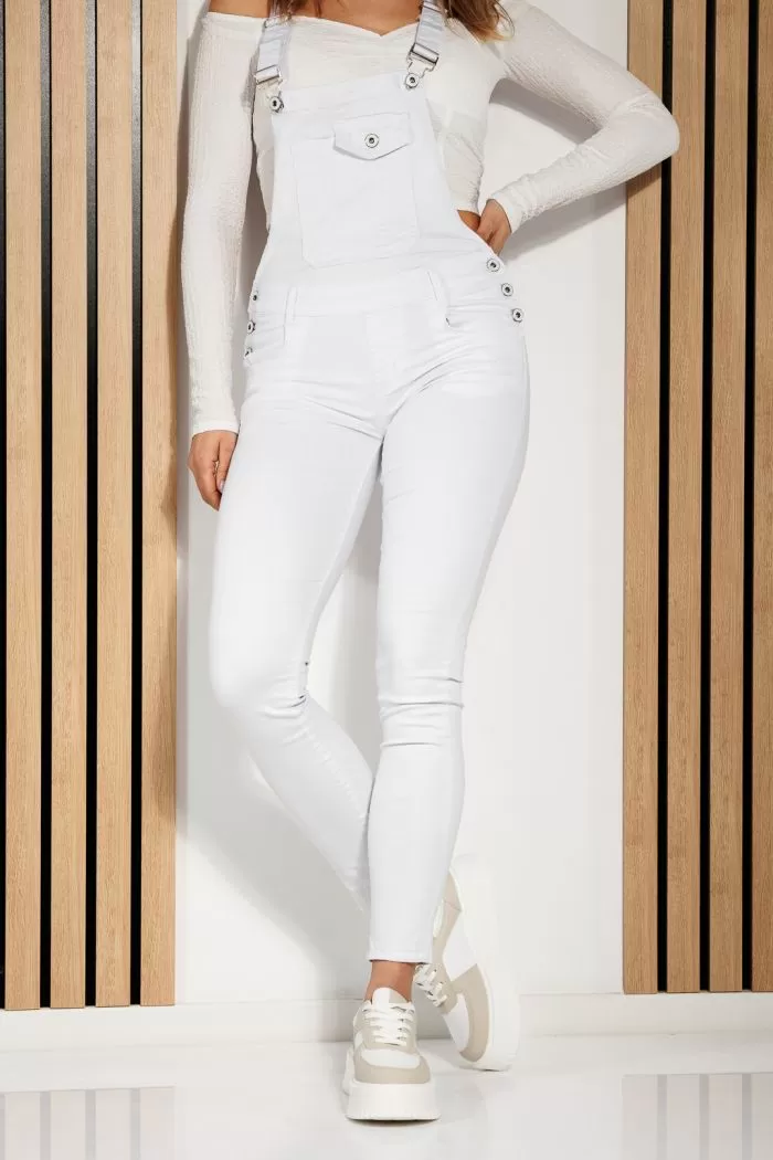 Claire női Skinny Jumpsuit fehér #A759