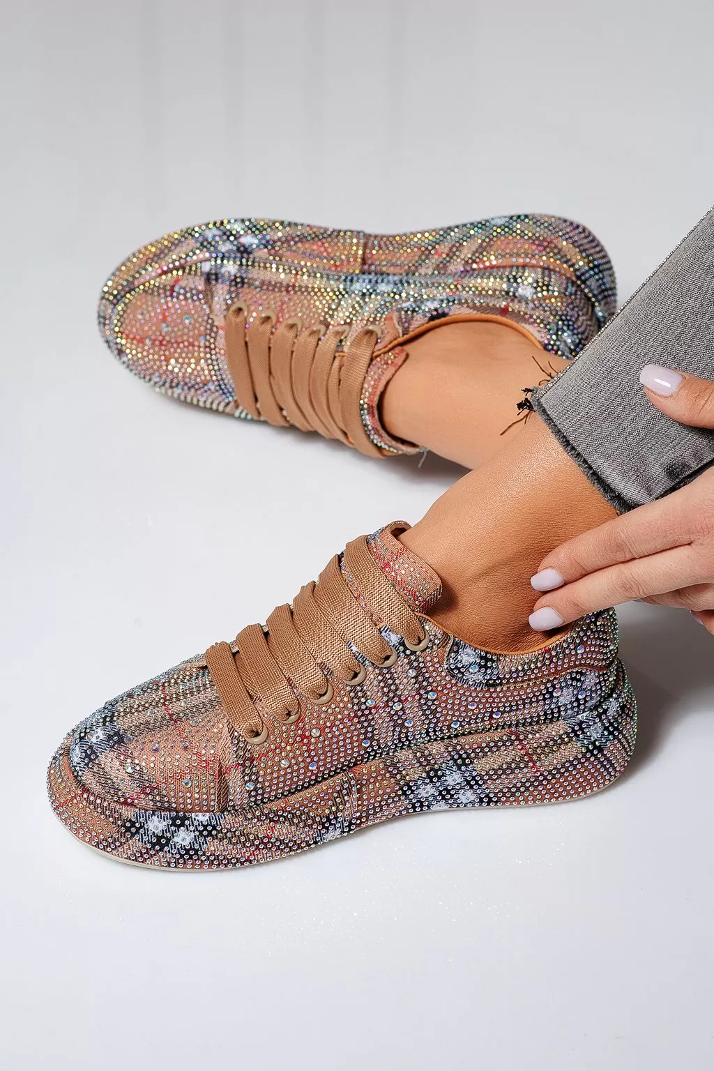 Női khaki textil tornacipő Ilina #21170