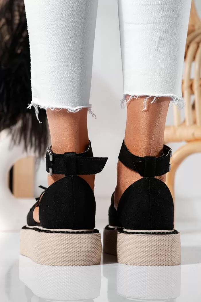 Pantofi casual dama negri din piele ecologica intoarsa Aryan #21398
