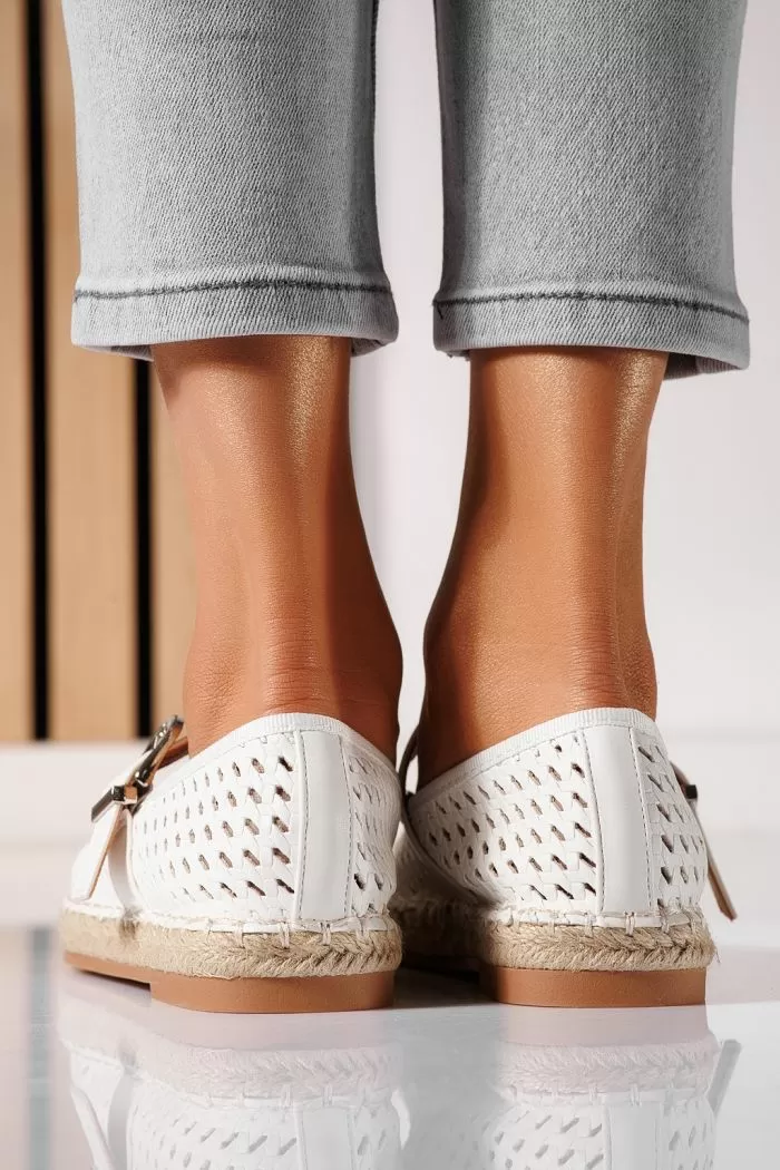 Női fehér espadrillek ökobőrből Eda #21467