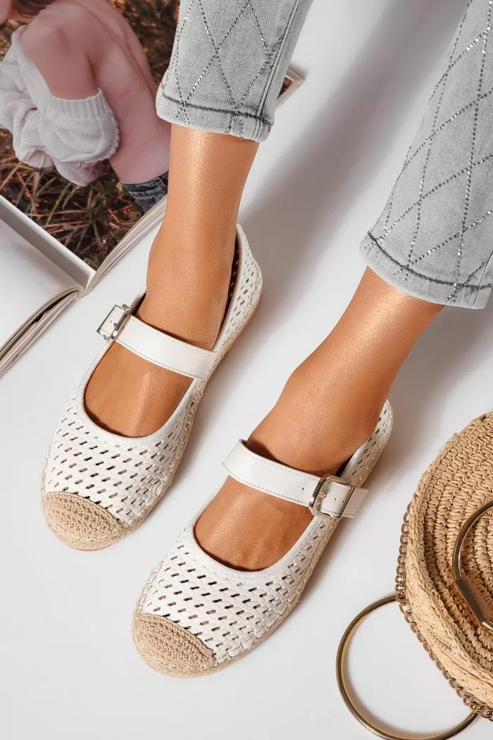 Női fehér espadrillek ökobőrből Eda #21467