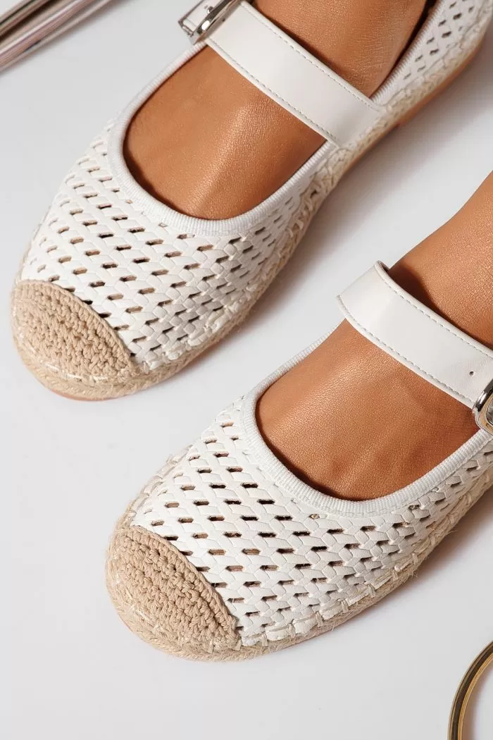 Női fehér espadrillek ökobőrből Eda #21467
