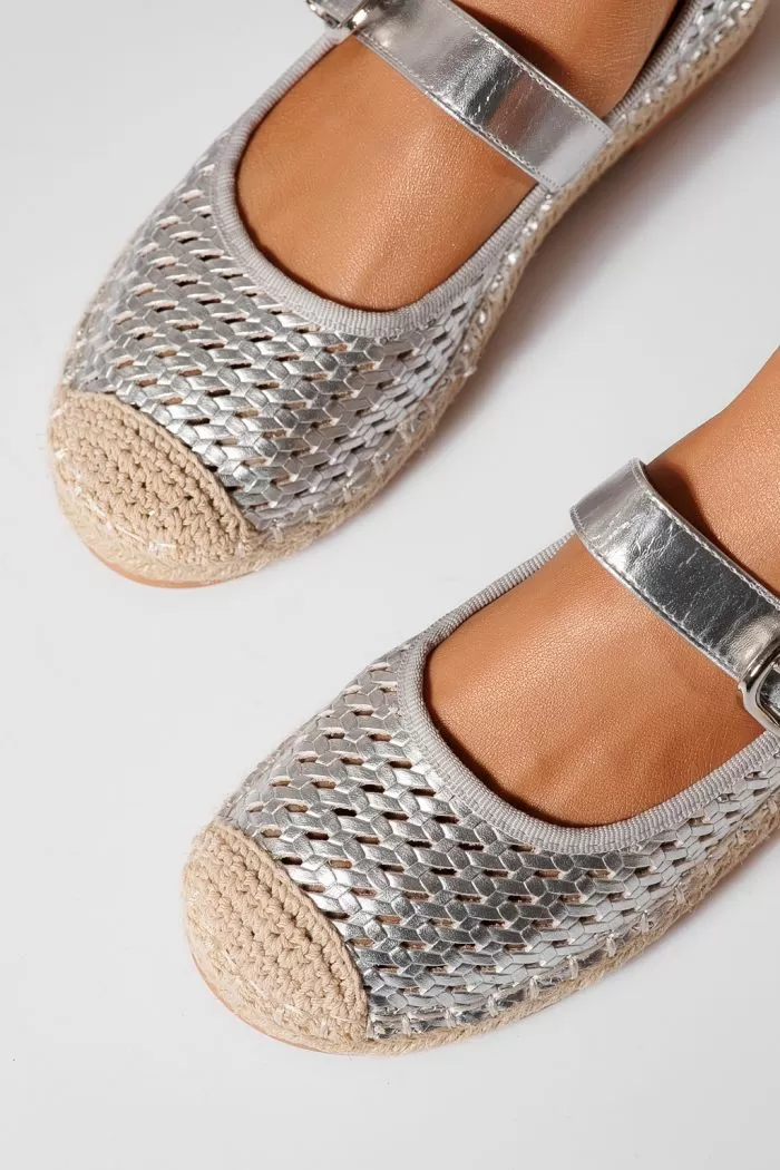 Női ezüst espadrillek ökobőrből Eda #21468