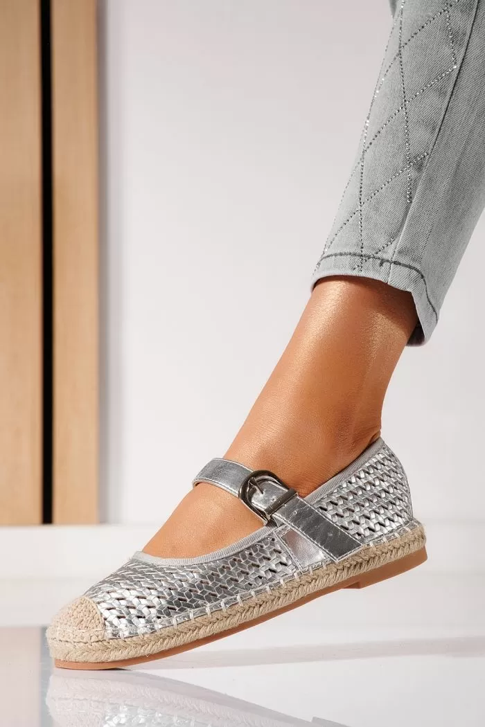 Női ezüst espadrillek ökobőrből Eda #21468