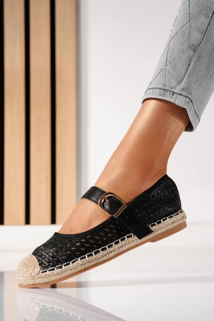 Női fekete espadrillek ökobőrből Eda #21471