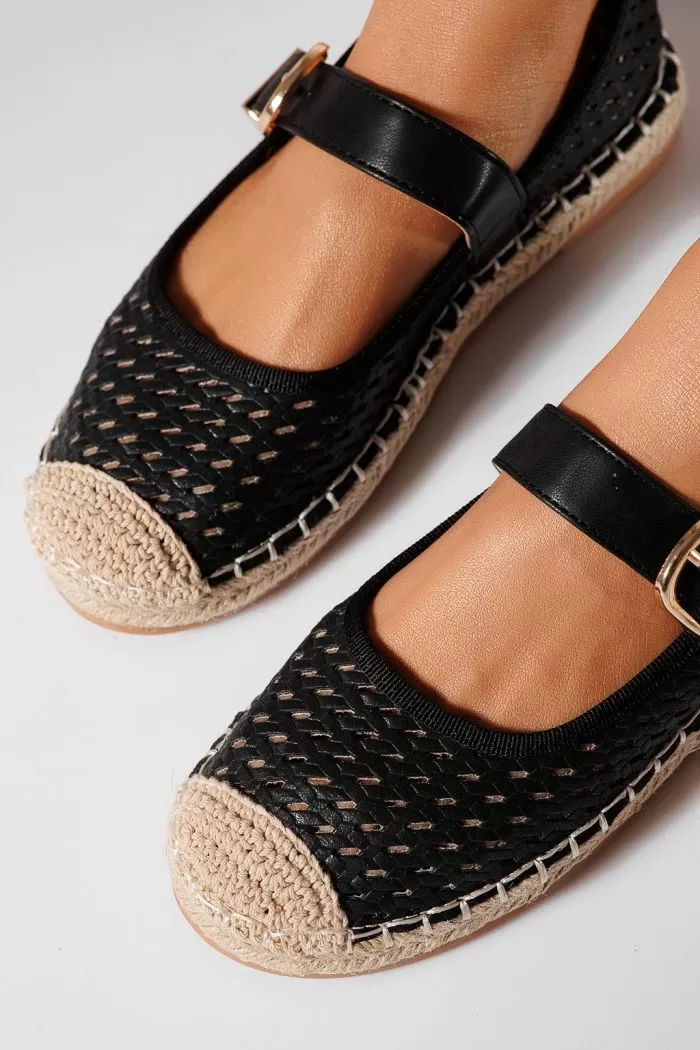 Női fekete espadrillek ökobőrből Eda #21471