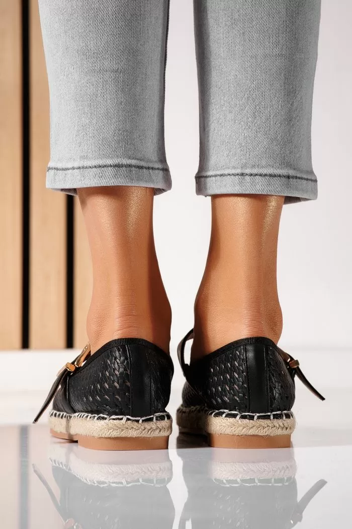 Női fekete espadrillek ökobőrből Eda #21471
