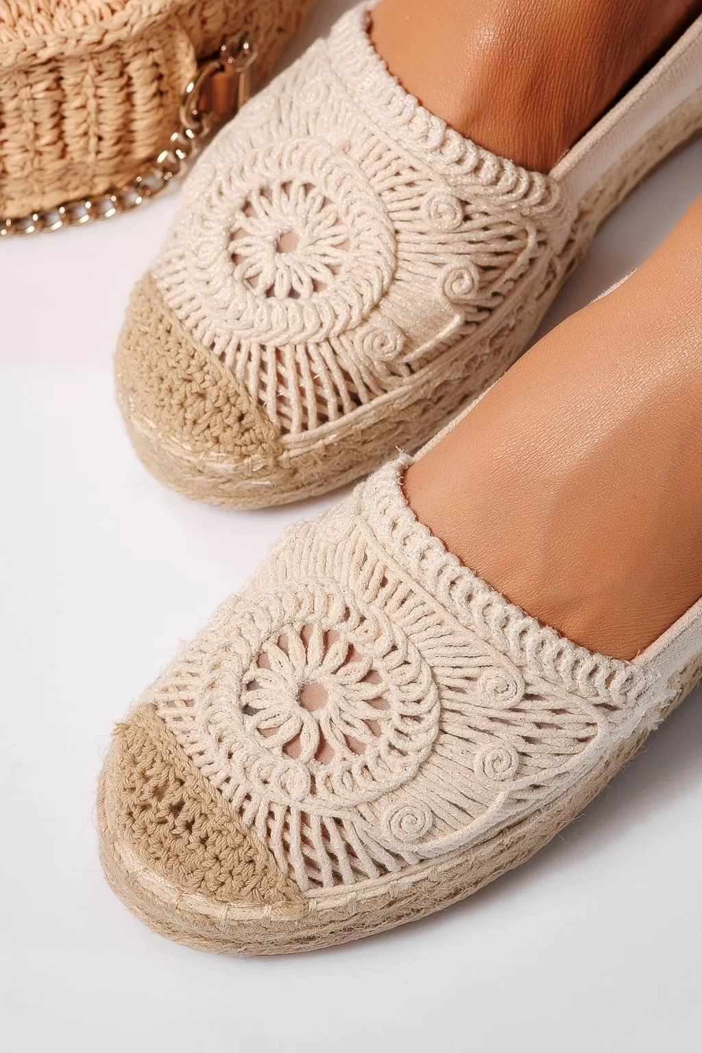 Női espadrillek bézs ekobőrből Emma #21614