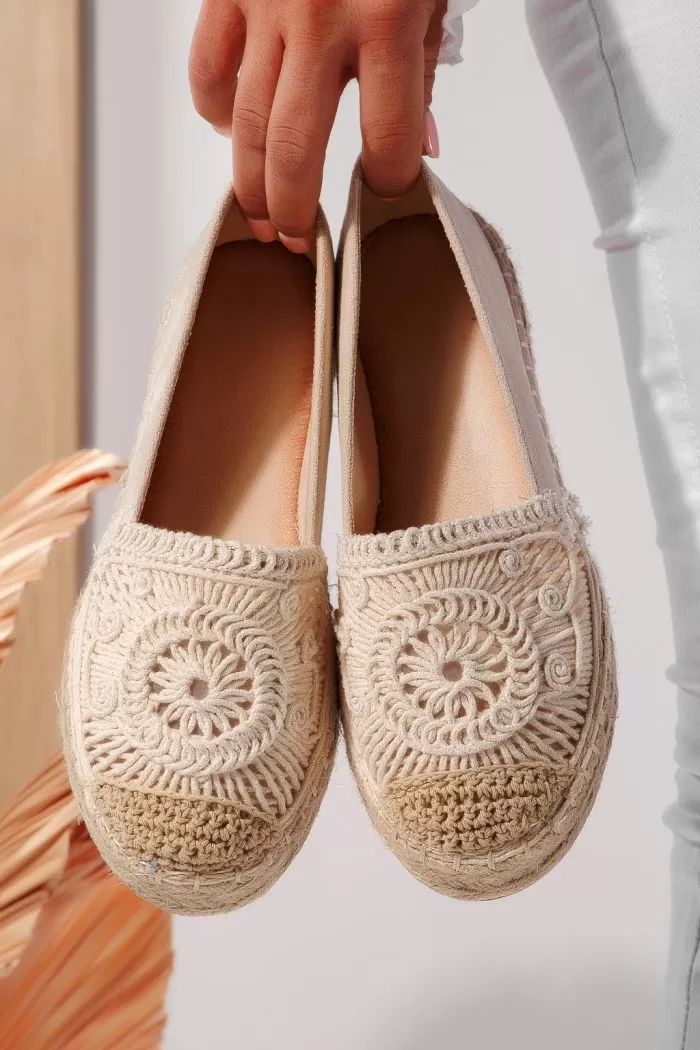 Női espadrillek bézs ekobőrből Emma #21614