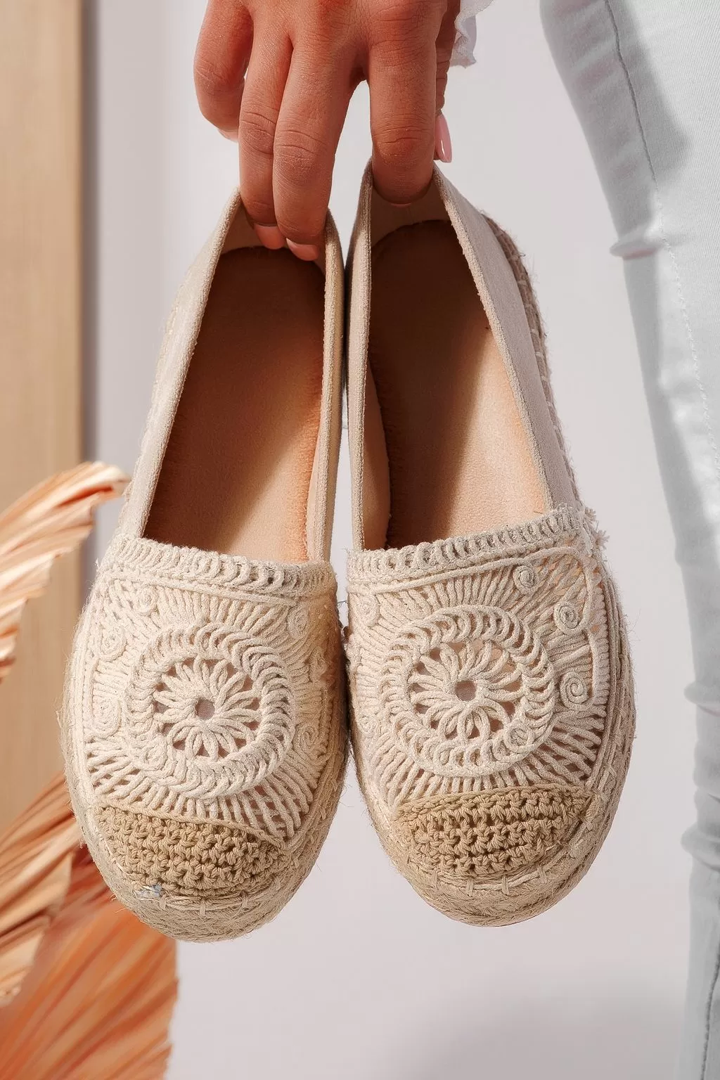 Női espadrillek bézs ekobőrből Emma #21614