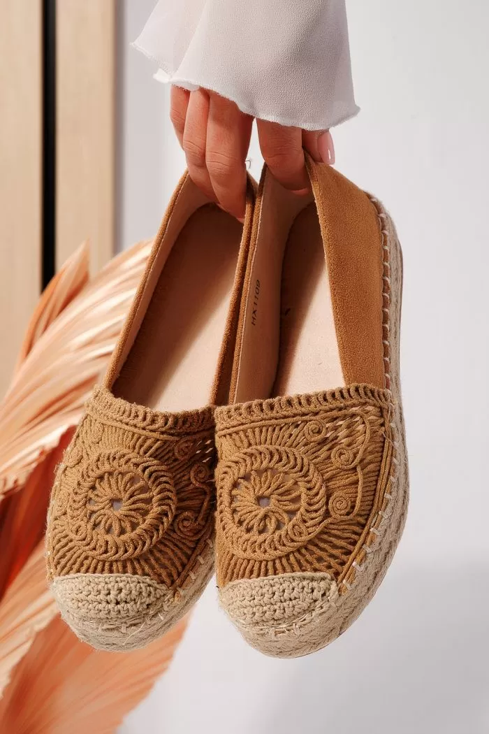 Női espadrillák barna ekobőrből Emma #21615