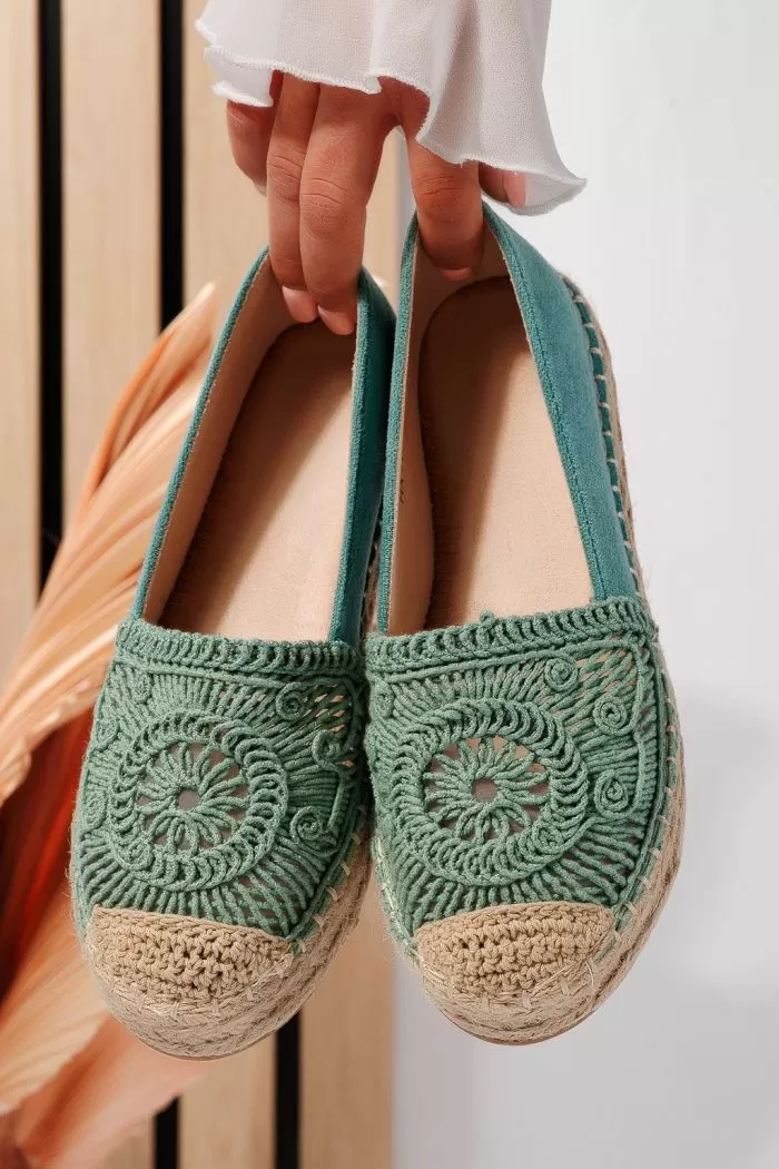 Zöld női espadrillek újrahasznosított ökológiai bőrből Emma #21616