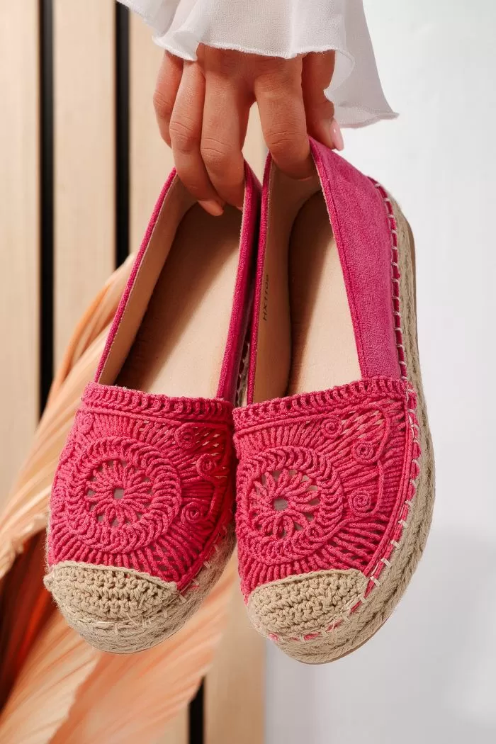 Fukszia női espadrillek újrahasznosított ökológiai bőrből Emma #21617