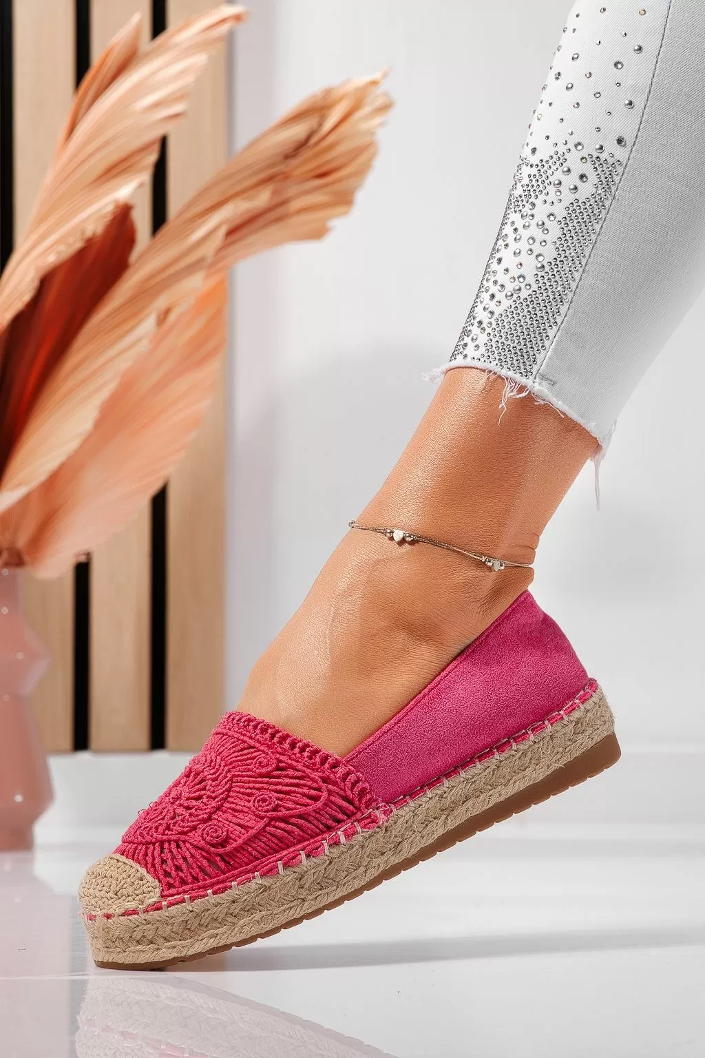 Fukszia női espadrillek újrahasznosított ökológiai bőrből Emma #21617