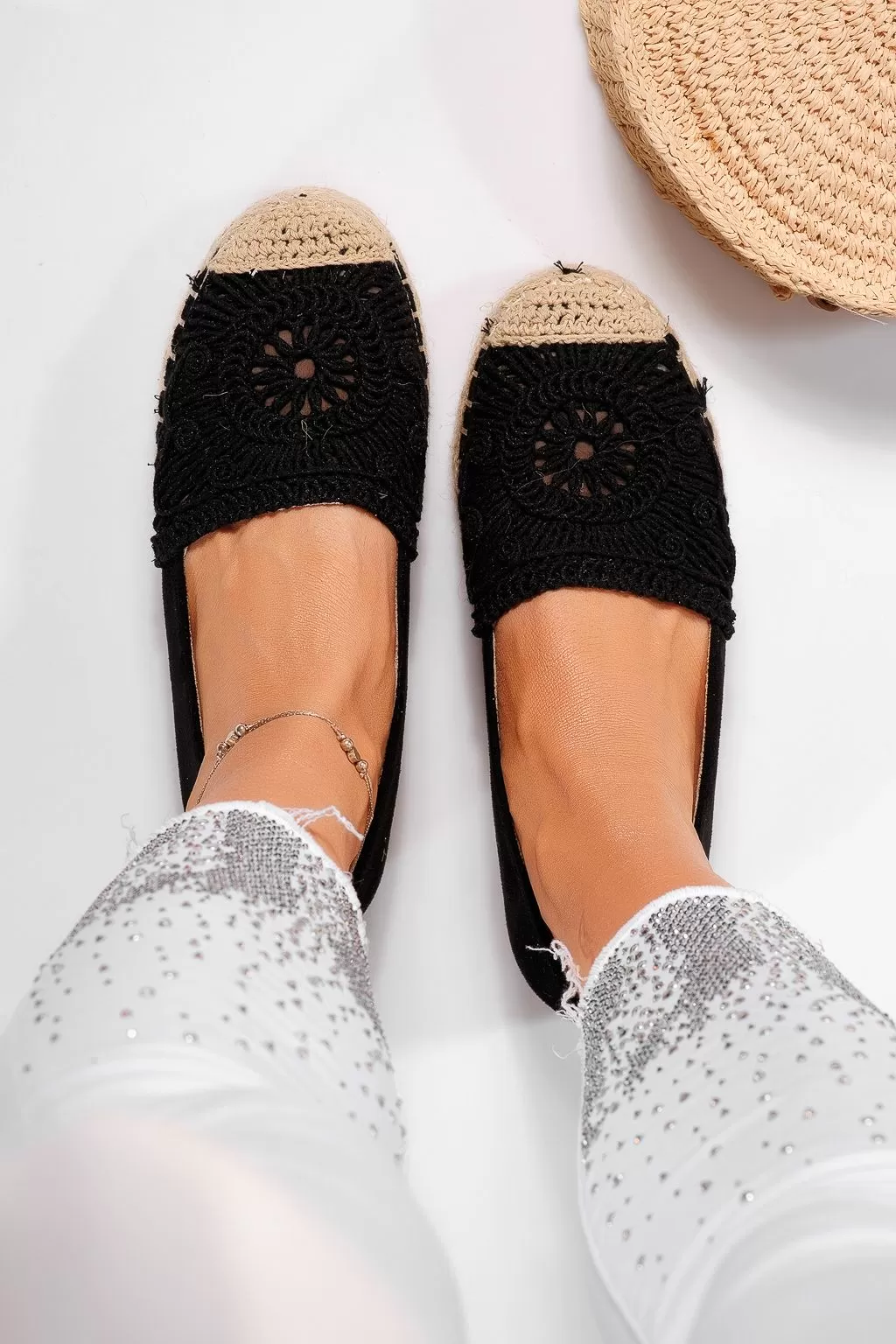 Fekete női espadrillek ökológiai bőrből Emma #21618