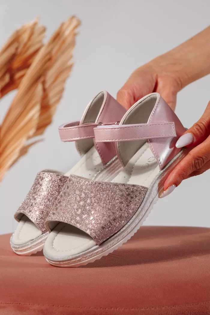 Sandale fete roz din piele ecologica Eleri2 #21723