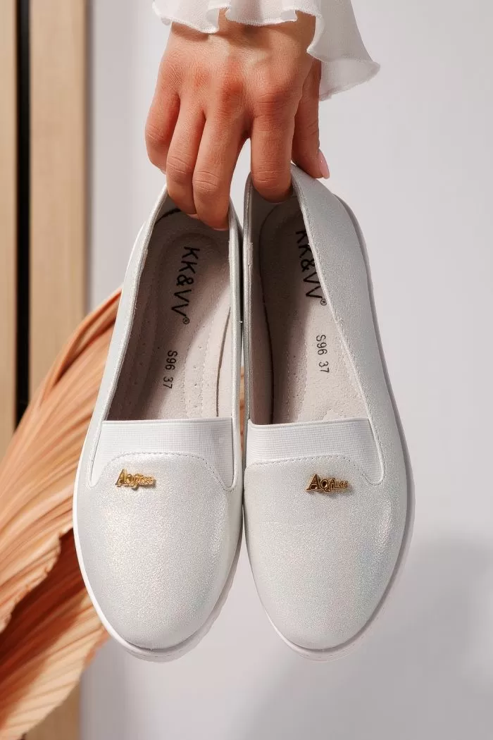 Női fehér balerina ökobőrből Iris #21793