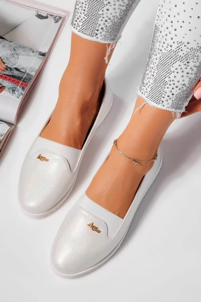 Női fehér balerina ökobőrből Iris #21793