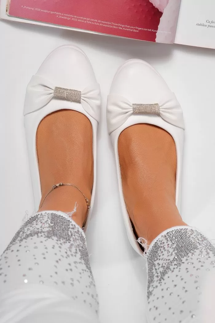 Női fehér balerina ökológiai velúr bőrből Jasmine #21796