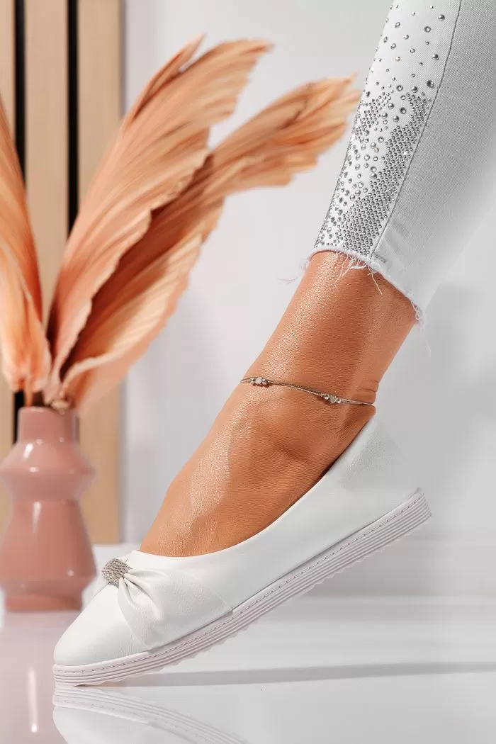 Női fehér balerina ökológiai velúr bőrből Jasmine #21796