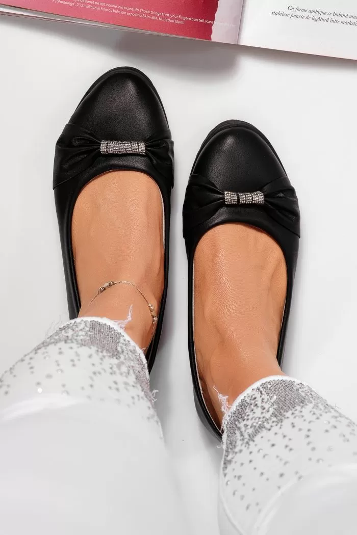 Női fekete balerina ökológiai velúr bőrből Jasmine #21797