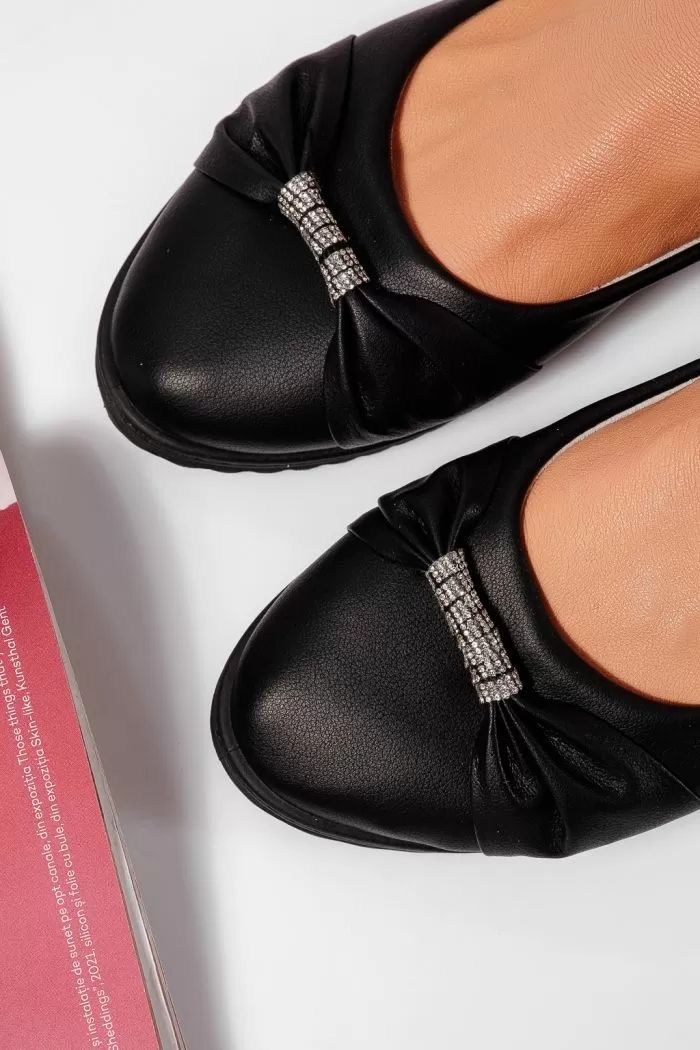 Női fekete balerina ökológiai velúr bőrből Jasmine #21797