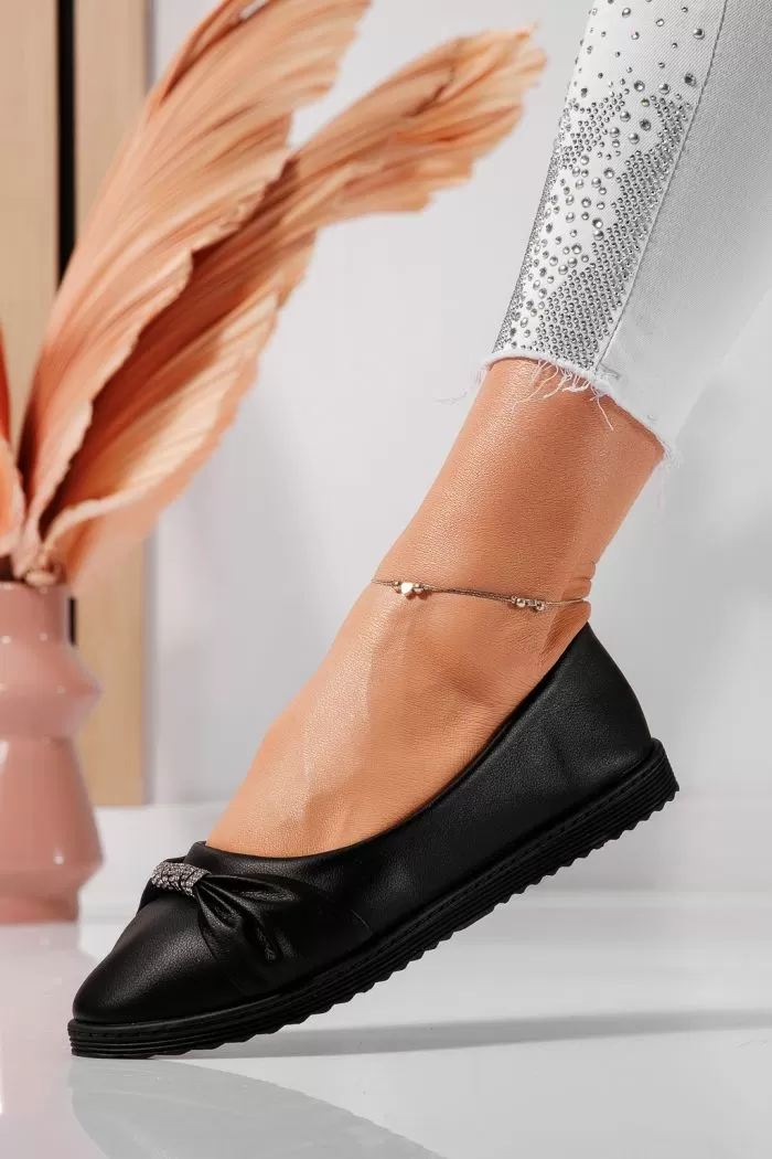 Női fekete balerina ökológiai velúr bőrből Jasmine #21797