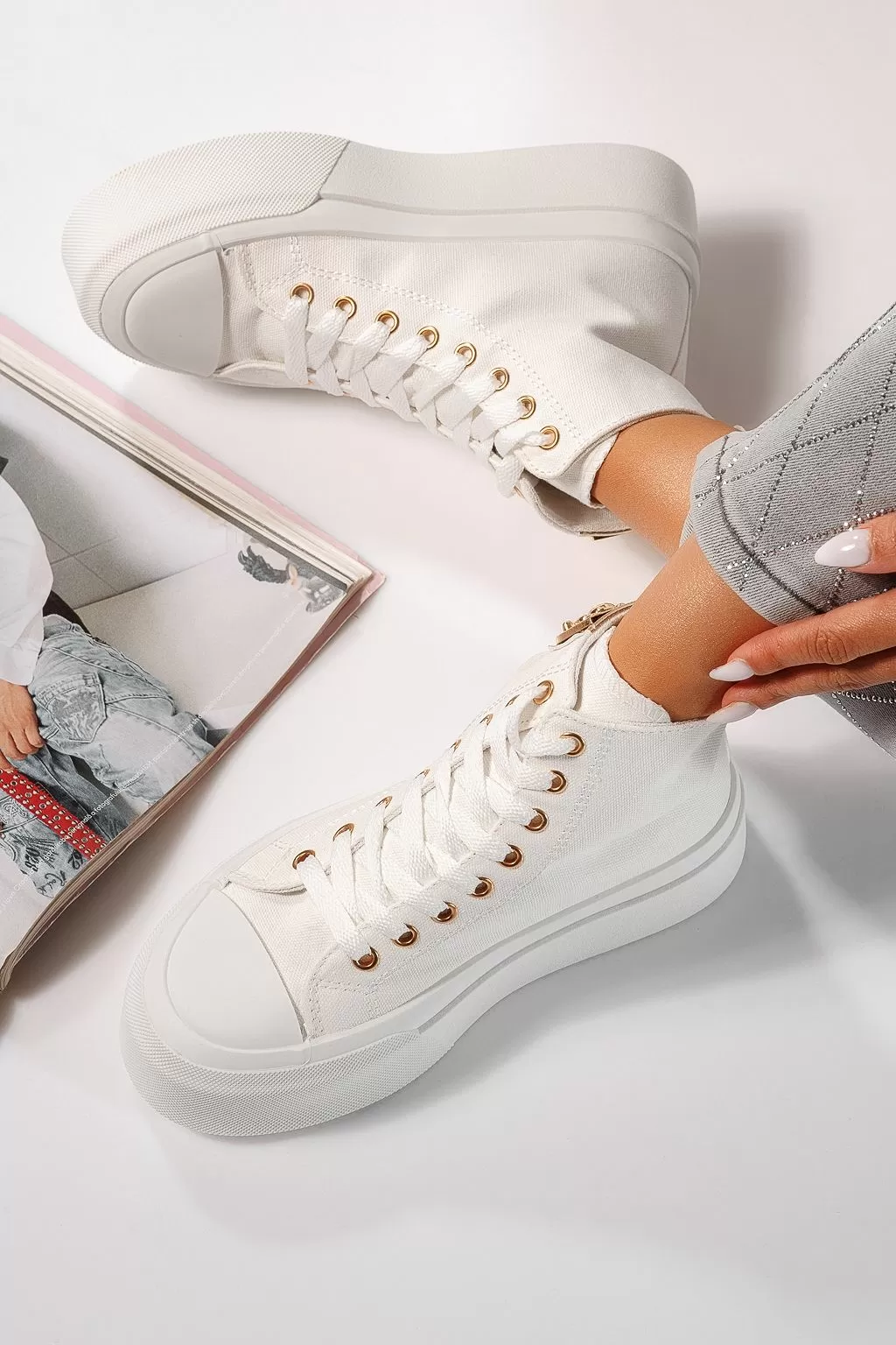Női fehér textil tornacipő Perla #21843