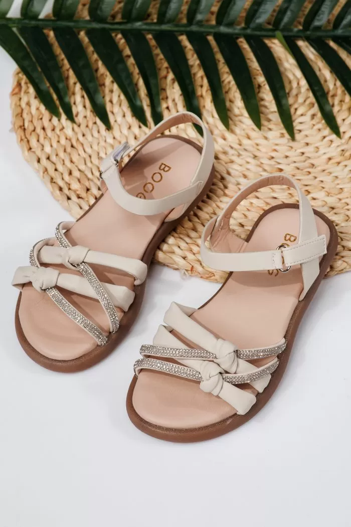 Sandale fete bej din piele ecologica Agatha #21872