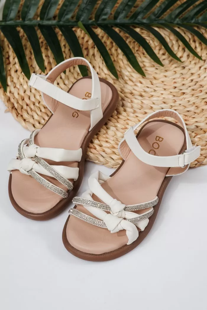 Sandale fete albe din piele ecologica Agatha #21873