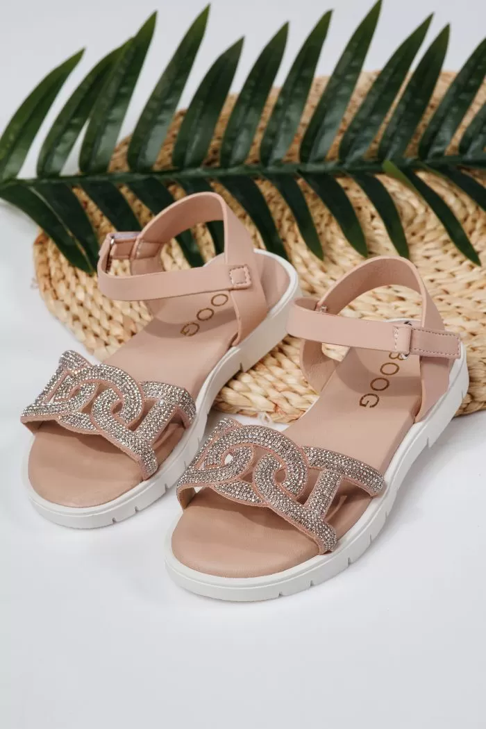 Sandale fete roz din piele ecologica Adina2 #21878
