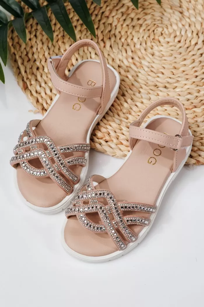 Sandale fete roz din piele ecologica Alegria #21880