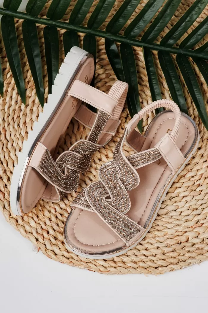 Sandale fete roz din piele ecologica Anda #21902