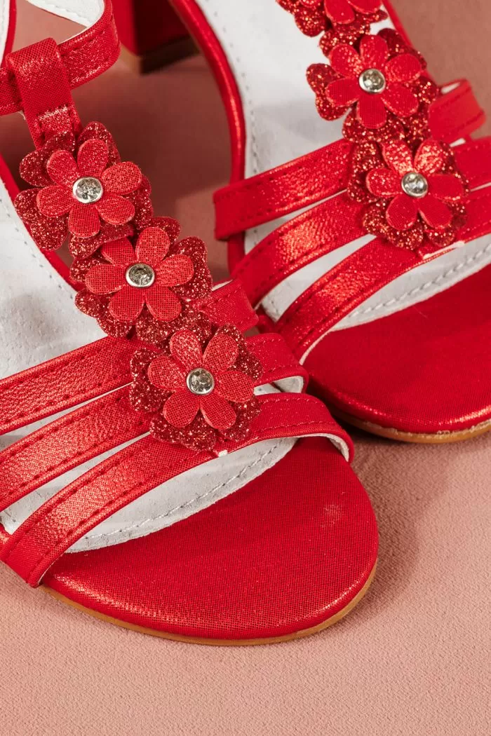 Sandale fete rosii din piele ecologica Alina #21942