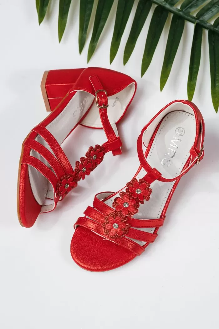 Sandale fete rosii din piele ecologica Alina #21942