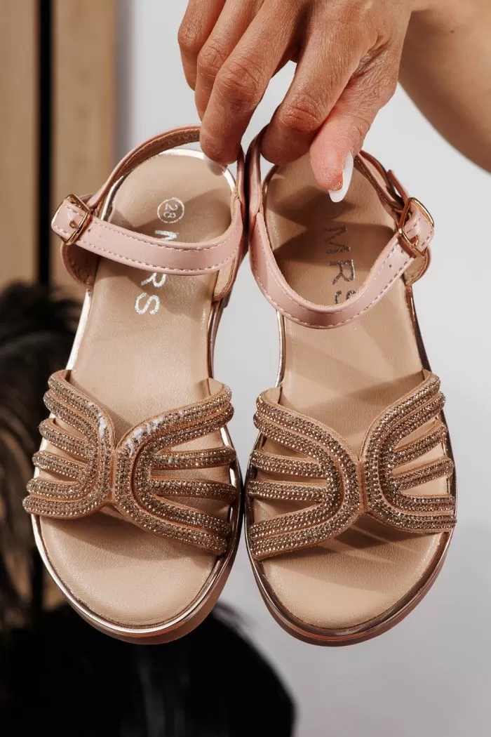 Sandale fete roz din piele ecologica Lola #21976
