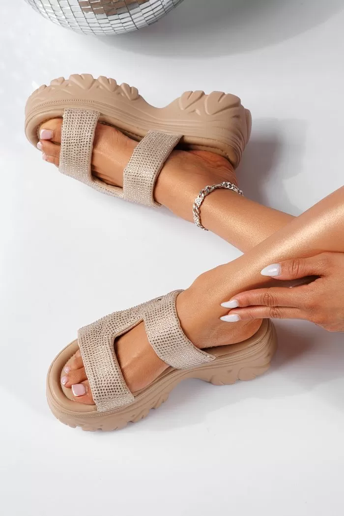 Női khaki papucs eco-bőrből Chira #22070