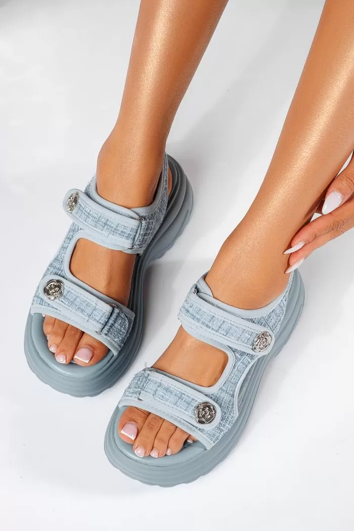 Női kék textil platformszandál Isabella #22090