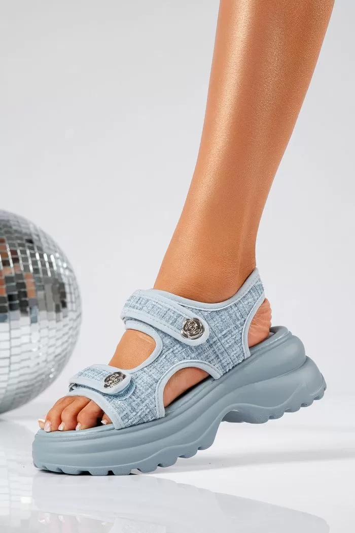 Női kék textil platformszandál Isabella #22090