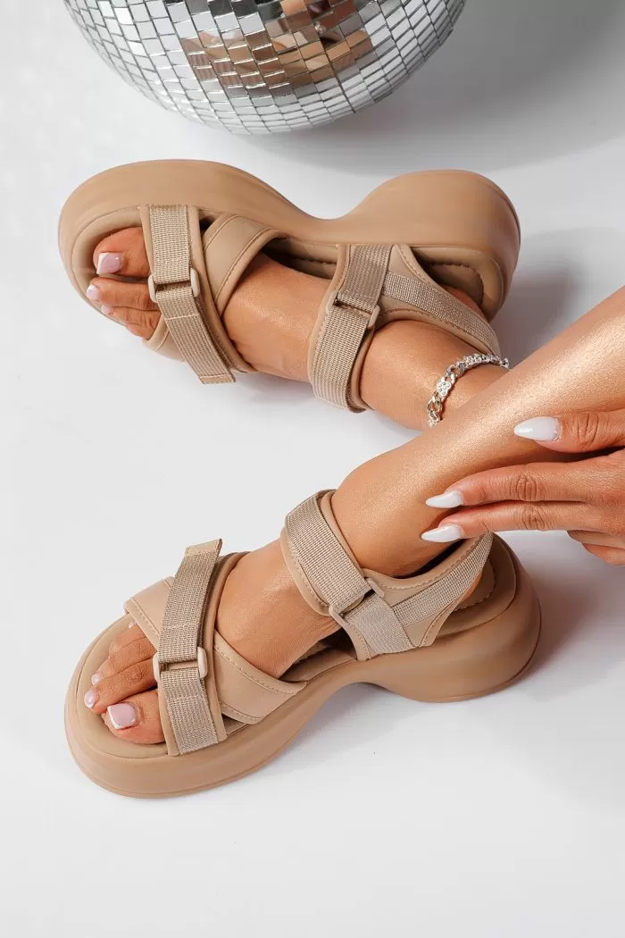Női khaki platform szandál Harper #22100 anyagból