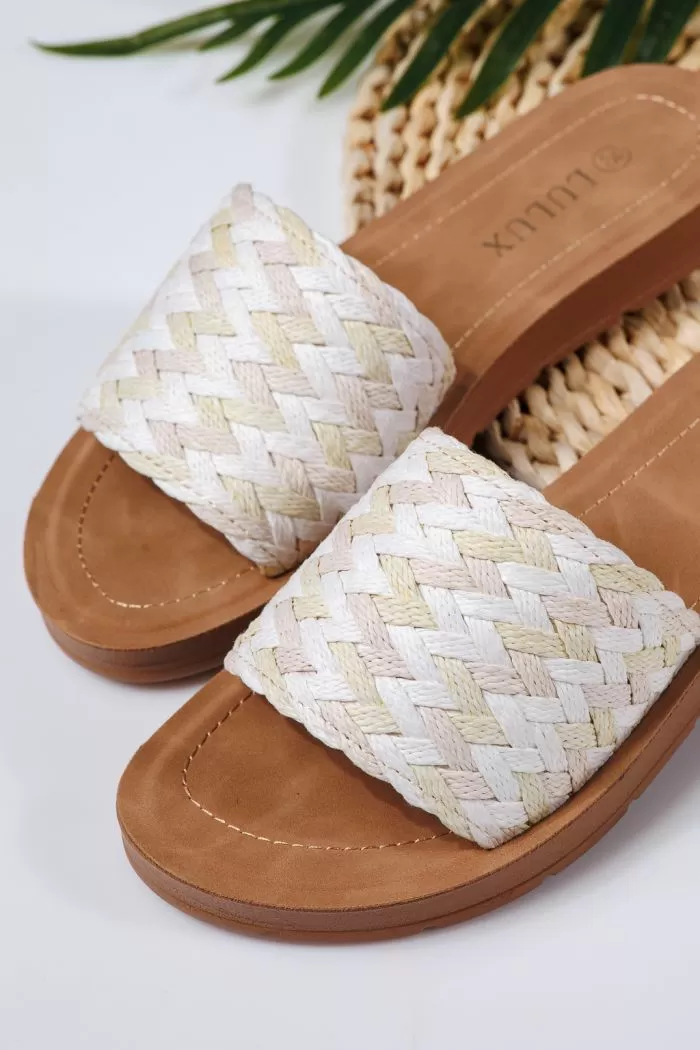 Női fehér textil papucs Lola #22258